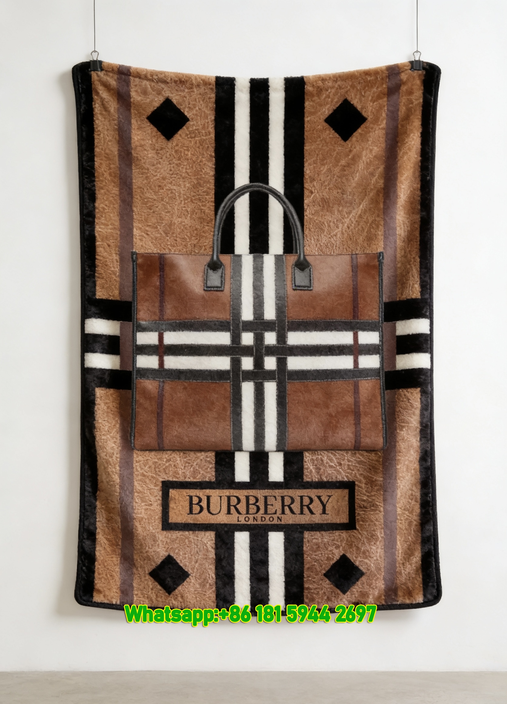 Burberry Plaid Flannel Throw Blanket for Sofa & Wall Decor B087